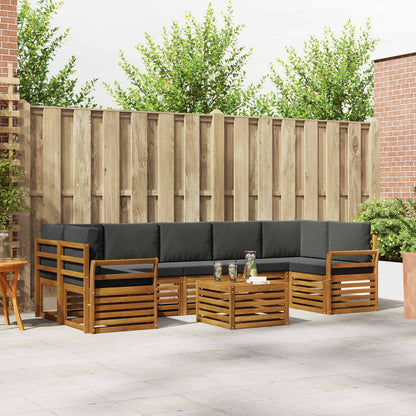 Set divani 8 pcs Naturale e Antracite Legno di Acacia Massello