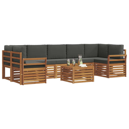 Set divani 8 pcs Naturale e Antracite Legno di Acacia Massello