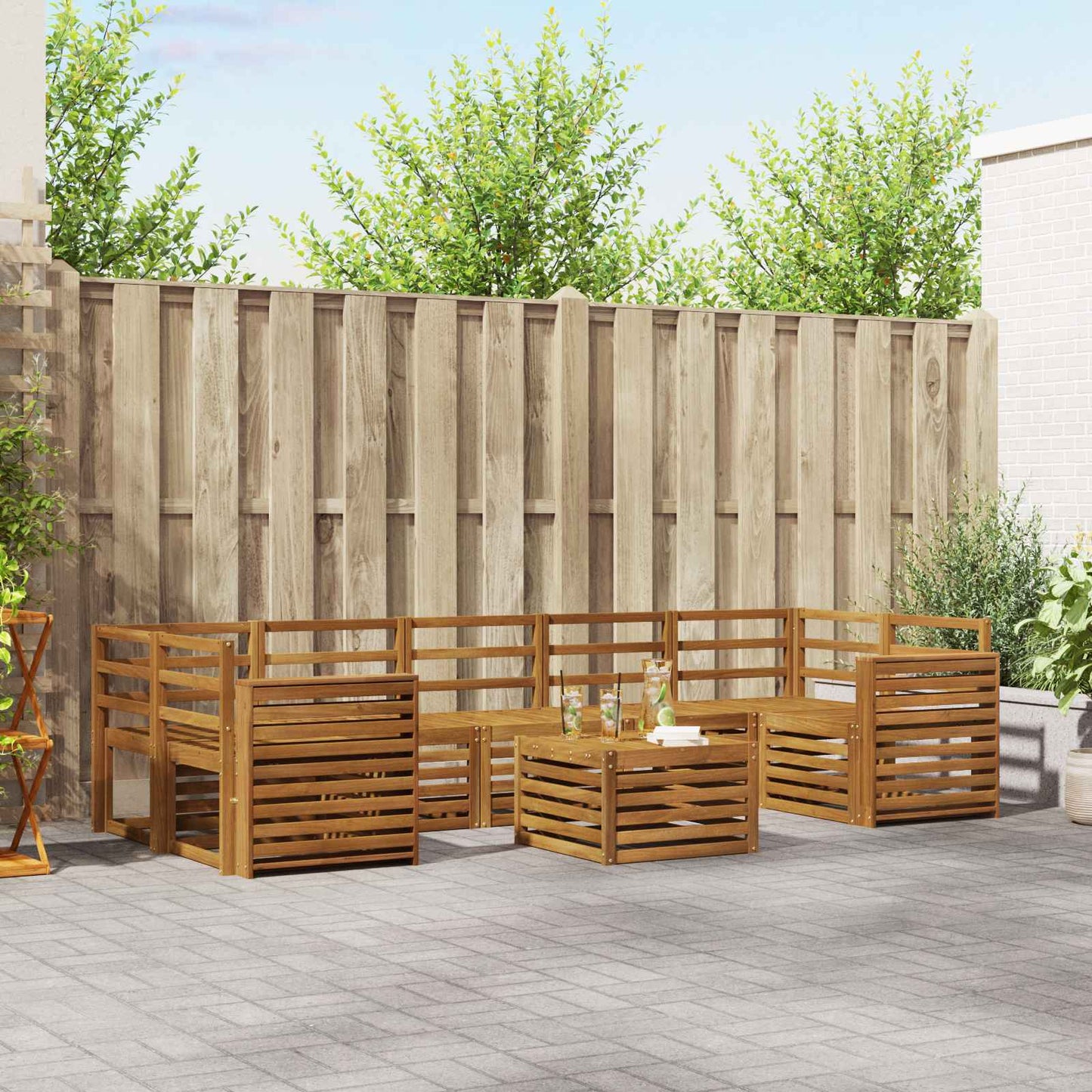 Set divani 8 pcs Naturale Legno di Acacia Massello
