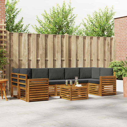 Set divani 8 pcs Naturale e Antracite Legno di Acacia Massello