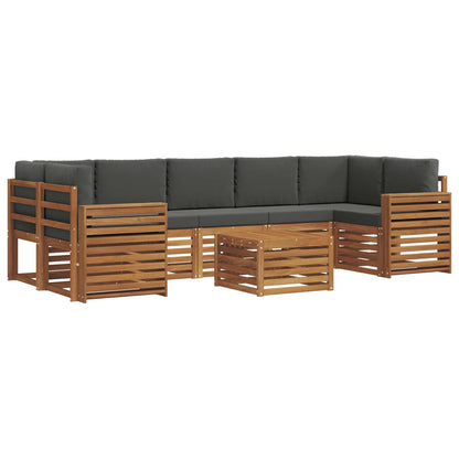 Set divani 8 pcs Naturale e Antracite Legno di Acacia Massello