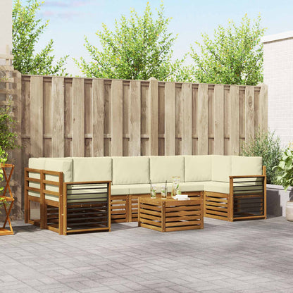 Set divani 8 pcs Naturale e Crema Legno di Acacia Massello