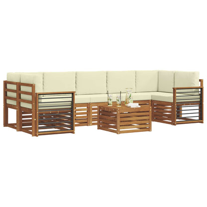 Set divani 8 pcs Naturale e Crema Legno di Acacia Massello
