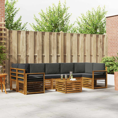 Set divani 8 pcs Naturale e Antracite Legno di Acacia Massello