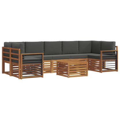 Set divani 8 pcs Naturale e Antracite Legno di Acacia Massello