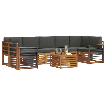 Set divani 8 pcs Naturale e Antracite Legno di Acacia Massello