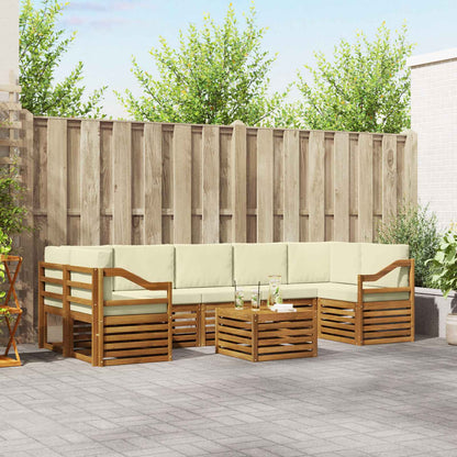 Set divani 8 pcs Naturale e Crema Legno di Acacia Massello