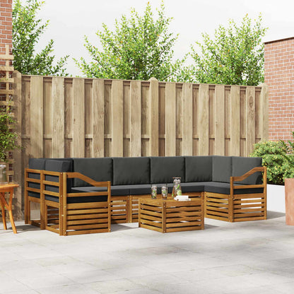 Set divani 8 pcs Naturale e Antracite Legno di Acacia Massello