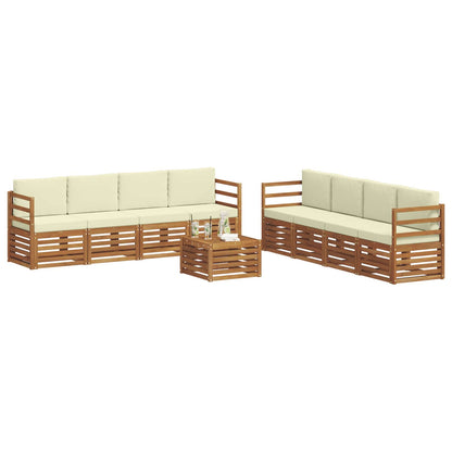 Set divani 9 pcs Naturale e Crema Legno di Acacia Massello