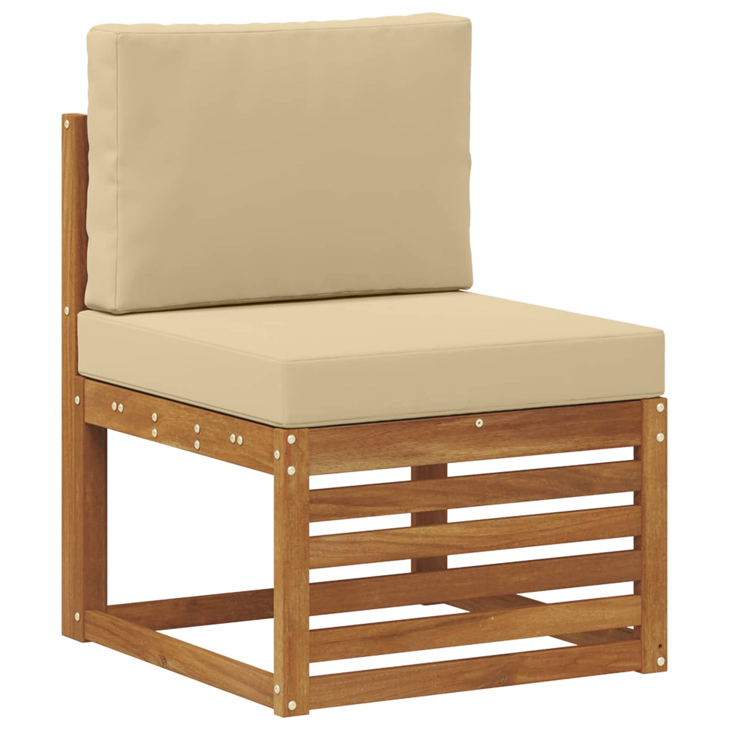 Set divani 9 pcs Naturale e Beige Legno di Acacia Massello