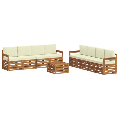 Set divani 9 pcs Naturale e Crema Legno di Acacia Massello