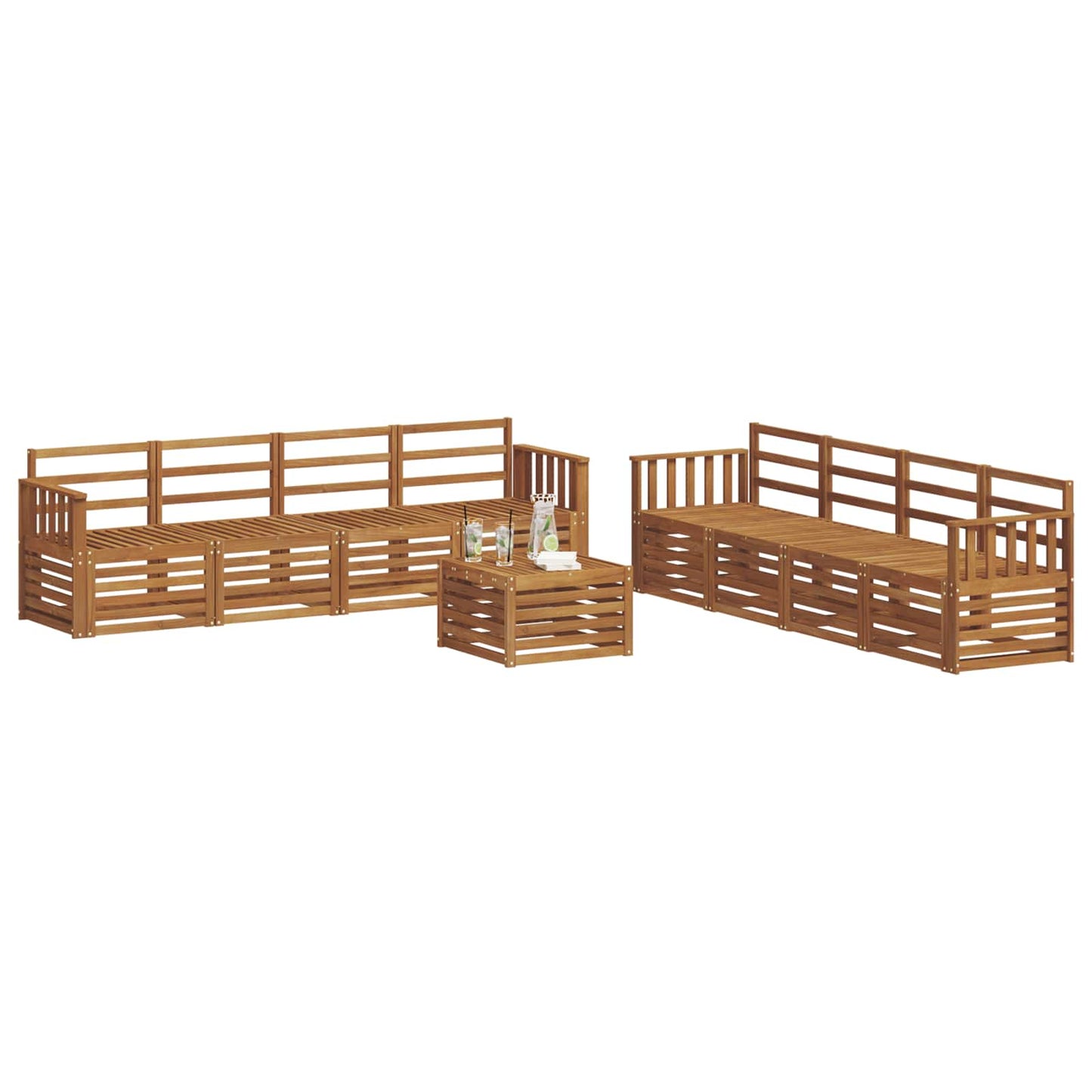 Set divani 9 pcs Naturale Legno di Acacia Massello