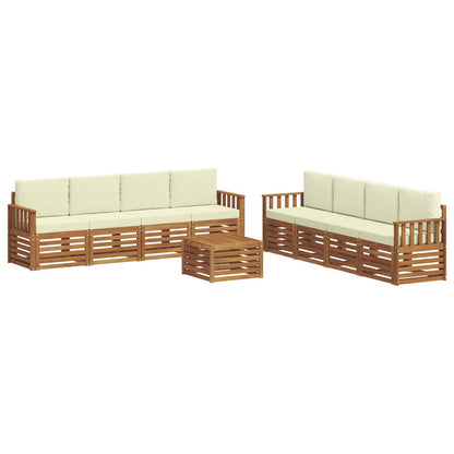 Set divani 9 pcs Naturale e Crema Legno di Acacia Massello