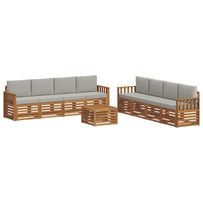Set divani con cuscino 9 pcs Grigio Naturale e Chiaro