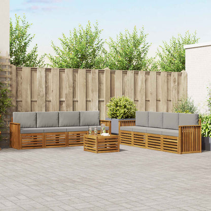 Set divani con cuscino 9 pcs Grigio Naturale e Chiaro