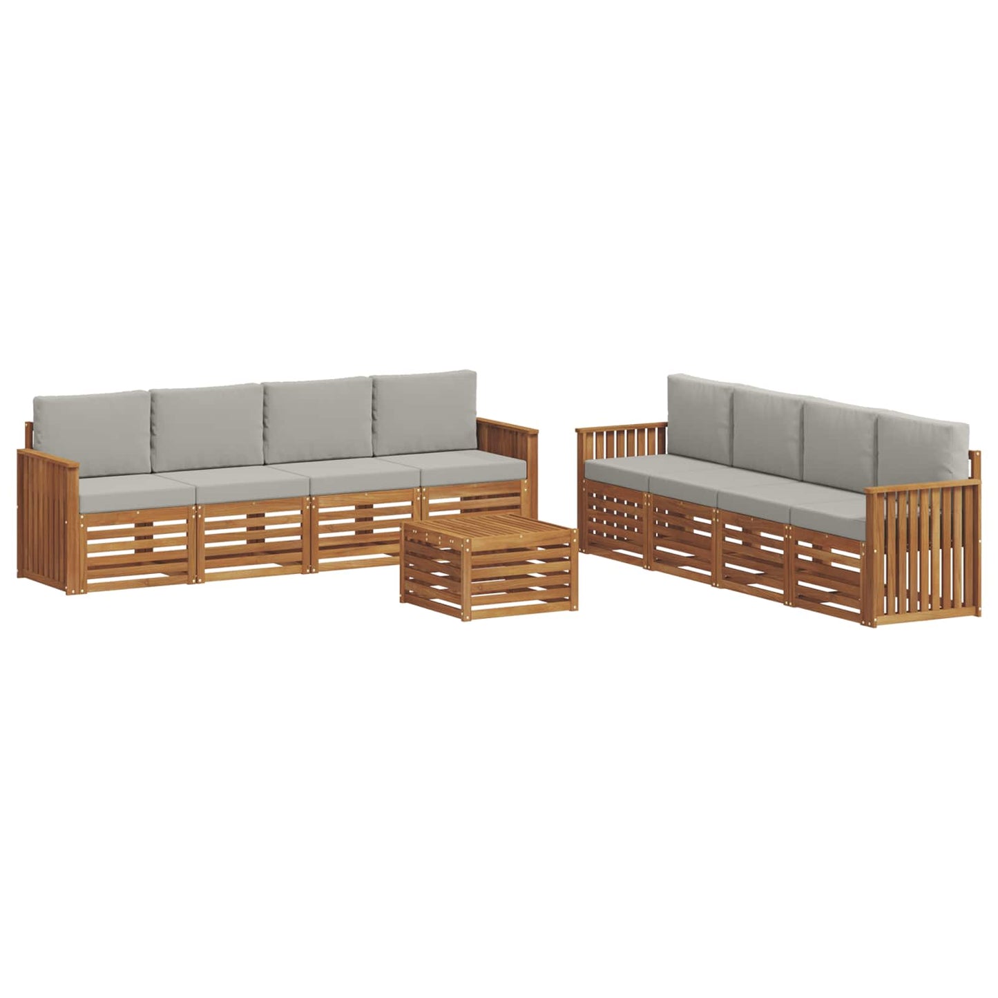 Set divani con cuscino 9 pcs Grigio Naturale e Chiaro