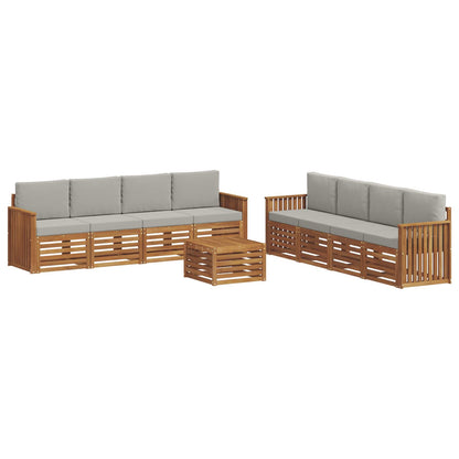 Set divani con cuscino 9 pcs Grigio Naturale e Chiaro