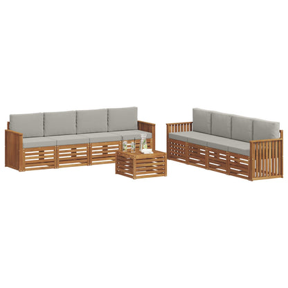 Set divani con cuscino 9 pcs Grigio Naturale e Chiaro