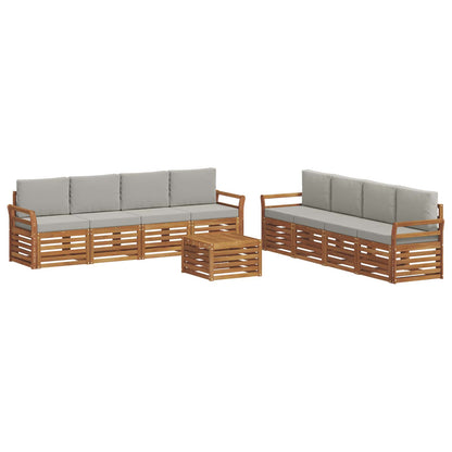 Set divani con cuscino 9 pcs Grigio Naturale e Chiaro