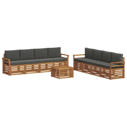 Set divani 9 pcs Naturale e Antracite Legno di Acacia Massello