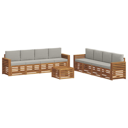 Set divani con cuscino 9 pcs Grigio Naturale e Chiaro