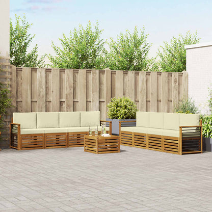 Set divani 9 pcs Naturale e Crema Legno di Acacia Massello