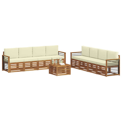 Set divani 9 pcs Naturale e Crema Legno di Acacia Massello
