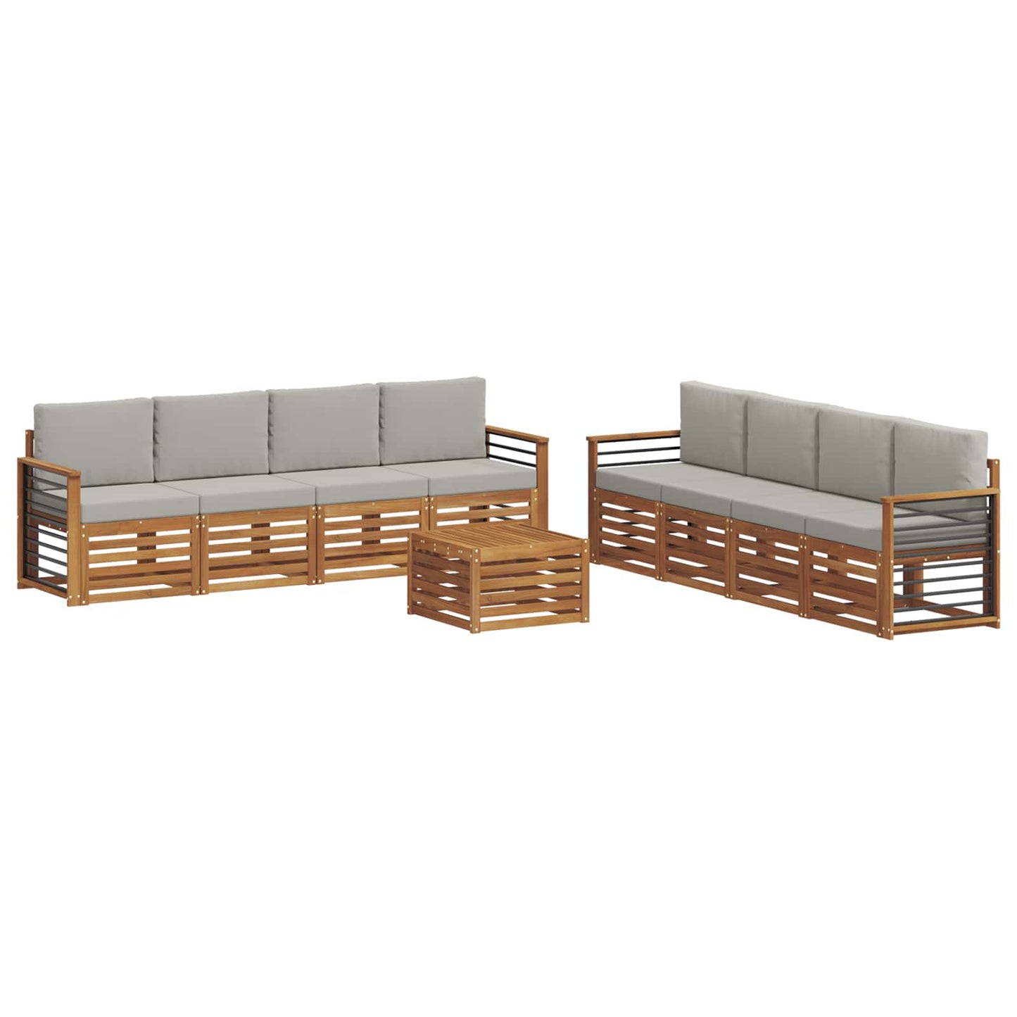 Set divani con cuscino 9 pcs Grigio Naturale e Chiaro