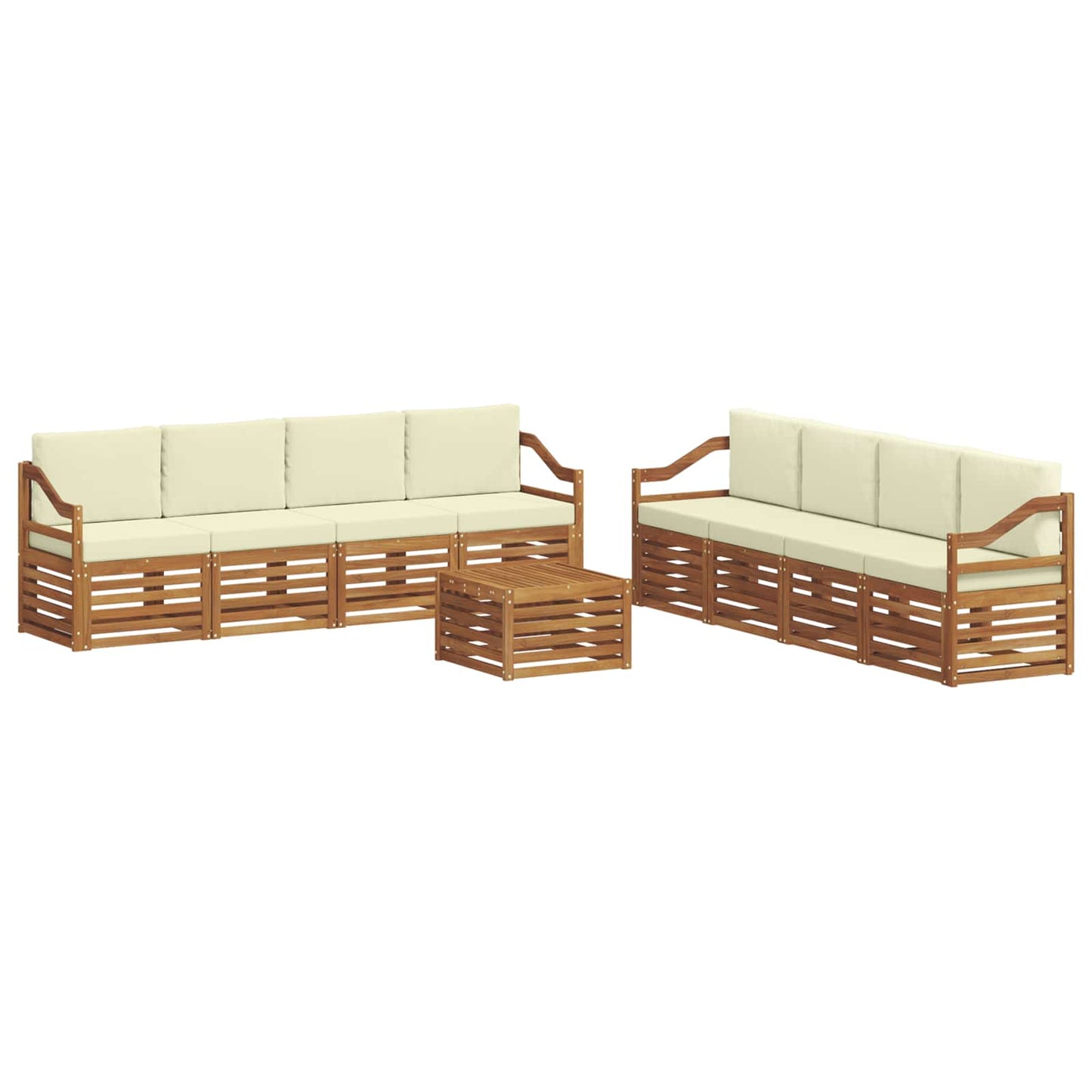 Set divani 9 pcs Naturale e Crema Legno di Acacia Massello