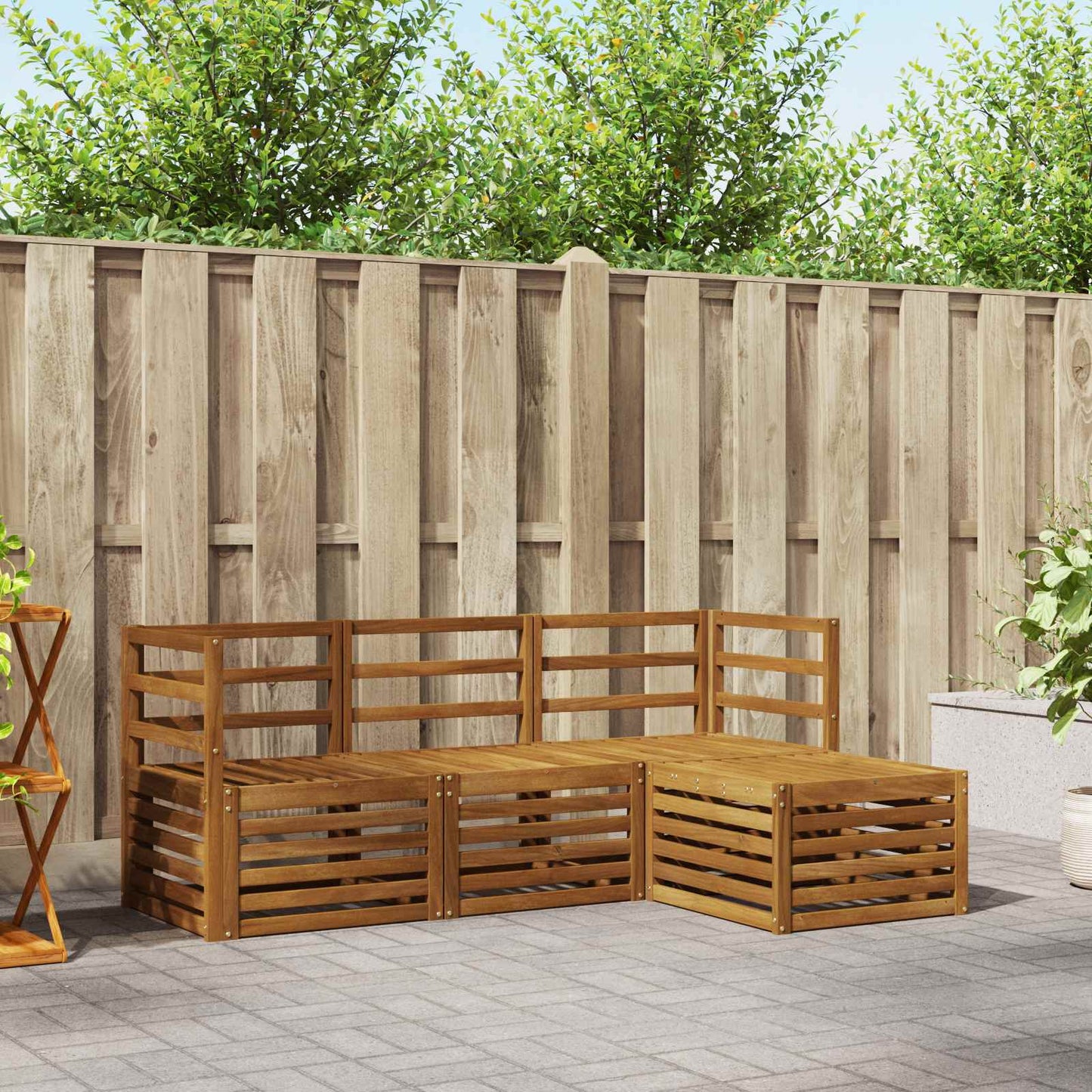 Set divani 4 pcs Naturale Legno di Acacia Massello