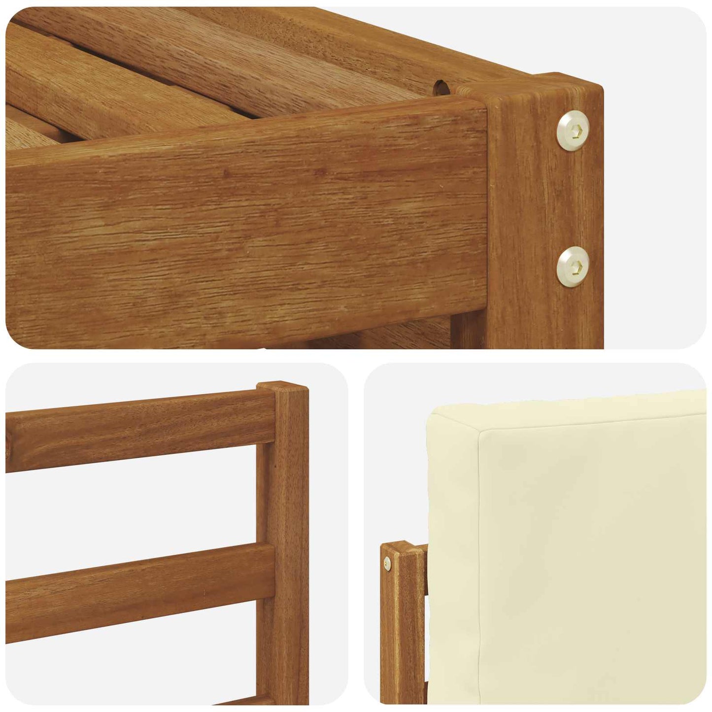 Set divani 4 pcs Naturale e Crema Legno di Acacia Massello