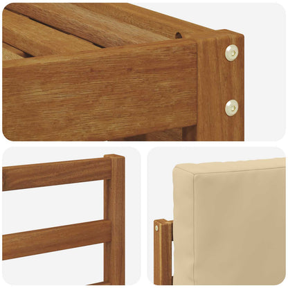 Set divani 4 pcs Naturale e Beige Legno di Acacia Massello