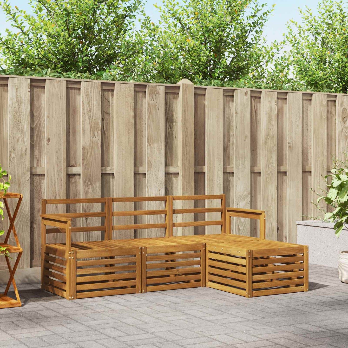 Set divani 4 pcs Naturale Legno di Acacia Massello