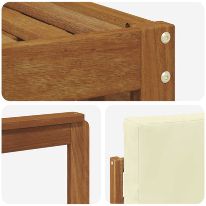 Set divani 4 pcs Naturale e Crema Legno di Acacia Massello