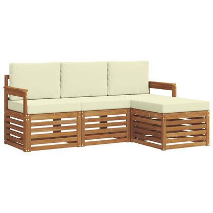 Set divani 4 pcs Naturale e Crema Legno di Acacia Massello