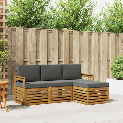 Set divani 4 pcs Naturale e Antracite Legno di Acacia Massello