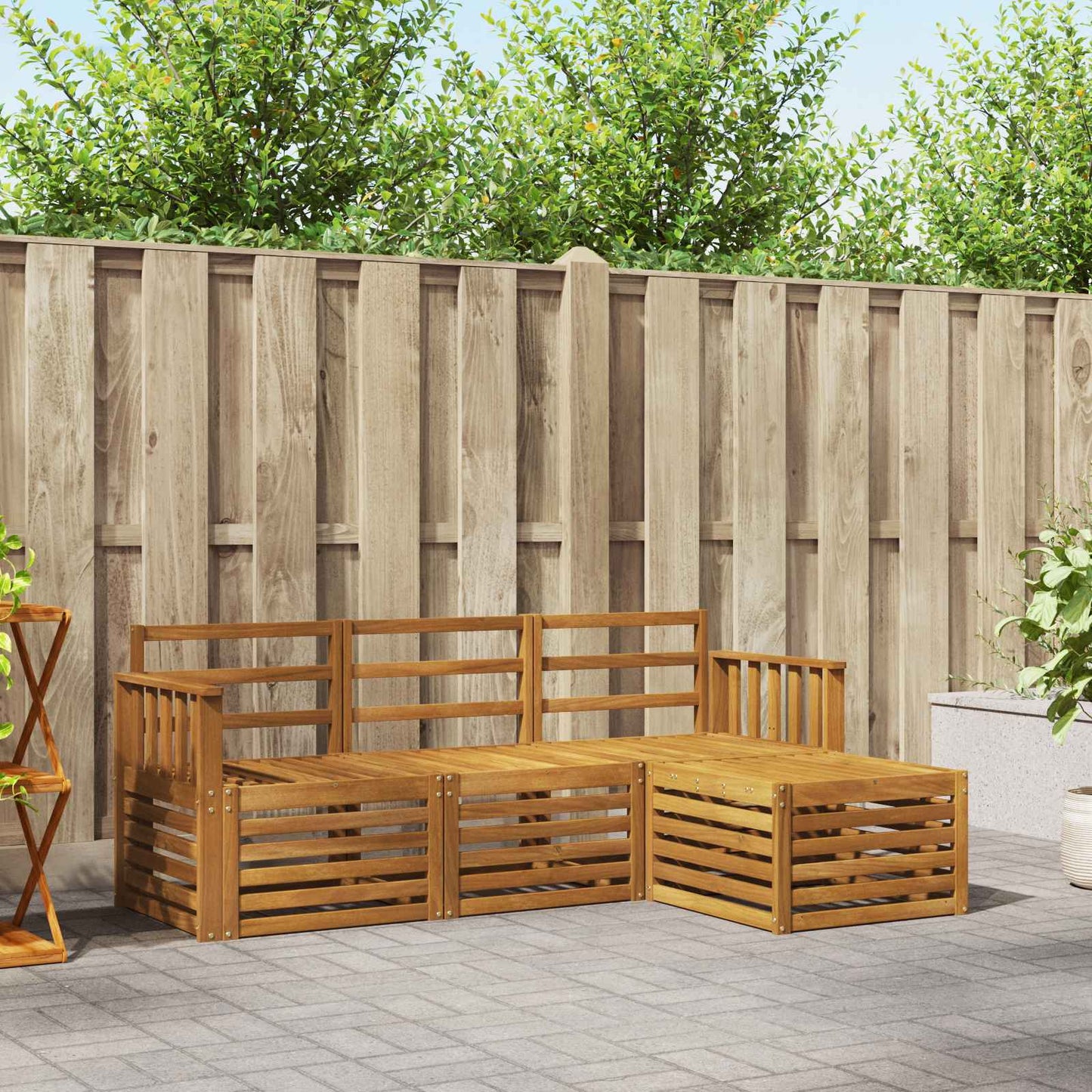 Set divani 4 pcs Naturale Legno di Acacia Massello