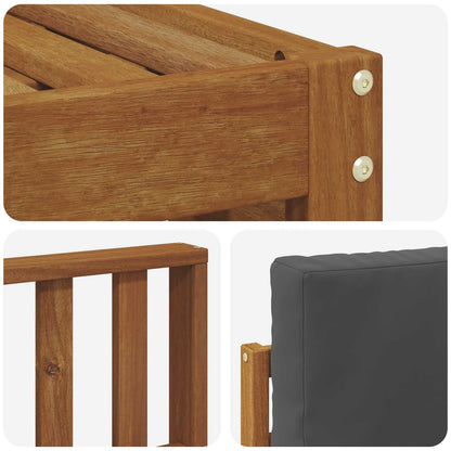 Set divani 4 pcs Naturale e Antracite Legno di Acacia Massello