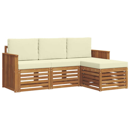 Set divani 4 pcs Naturale e Crema Legno di Acacia Massello
