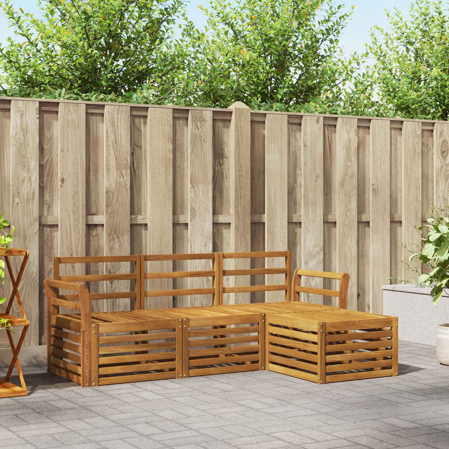 Set divani 4 pcs Naturale Legno di Acacia Massello