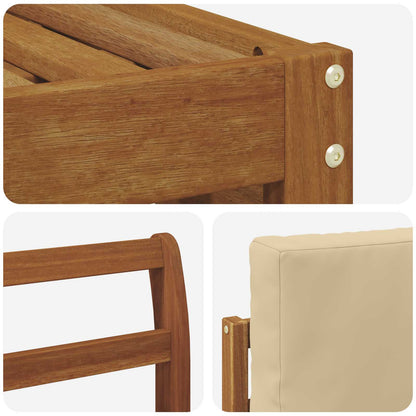 Set divani 4 pcs Naturale e Beige Legno di Acacia Massello