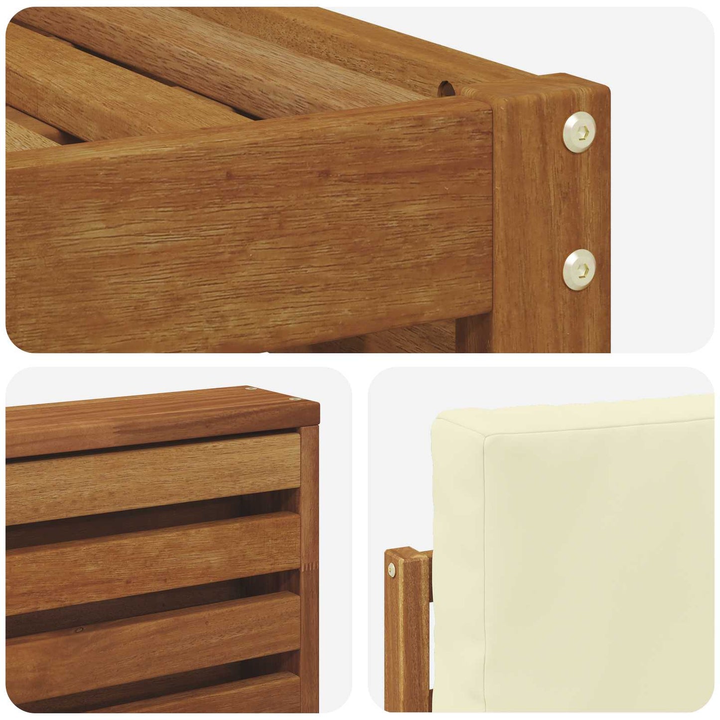 Set divani 4 pcs Naturale e Crema Legno di Acacia Massello