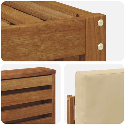 Set divani 4 pcs Naturale e Beige Legno di Acacia Massello