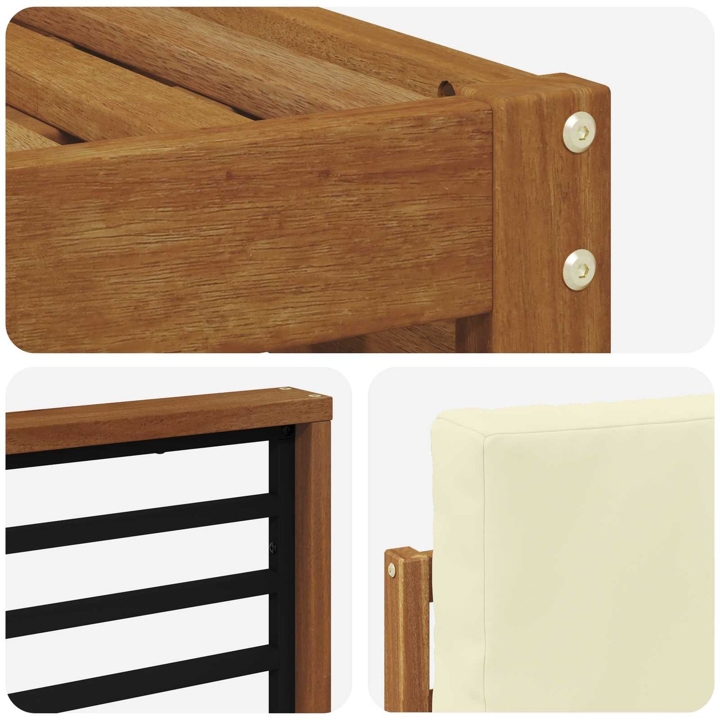 Set divani 4 pcs Naturale e Crema Legno di Acacia Massello