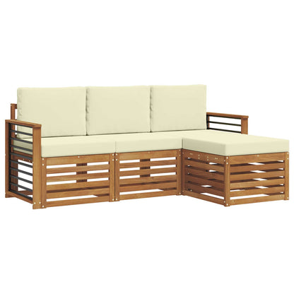 Set divani 4 pcs Naturale e Crema Legno di Acacia Massello