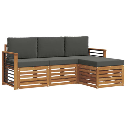 Set divani 4 pcs Naturale e Antracite Legno di Acacia Massello