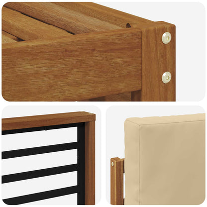 Set divani 4 pcs Naturale e Beige Legno di Acacia Massello