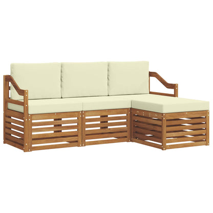 Set divani 4 pcs Naturale e Crema Legno di Acacia Massello