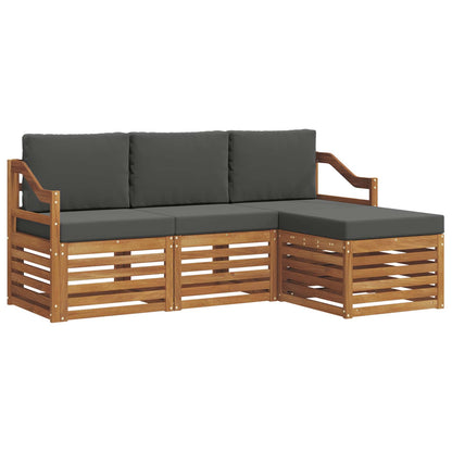 Set divani 4 pcs Naturale e Antracite Legno di Acacia Massello
