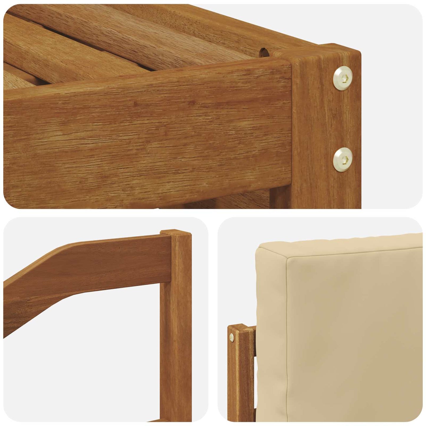 Set divani 4 pcs Naturale e Beige Legno di Acacia Massello